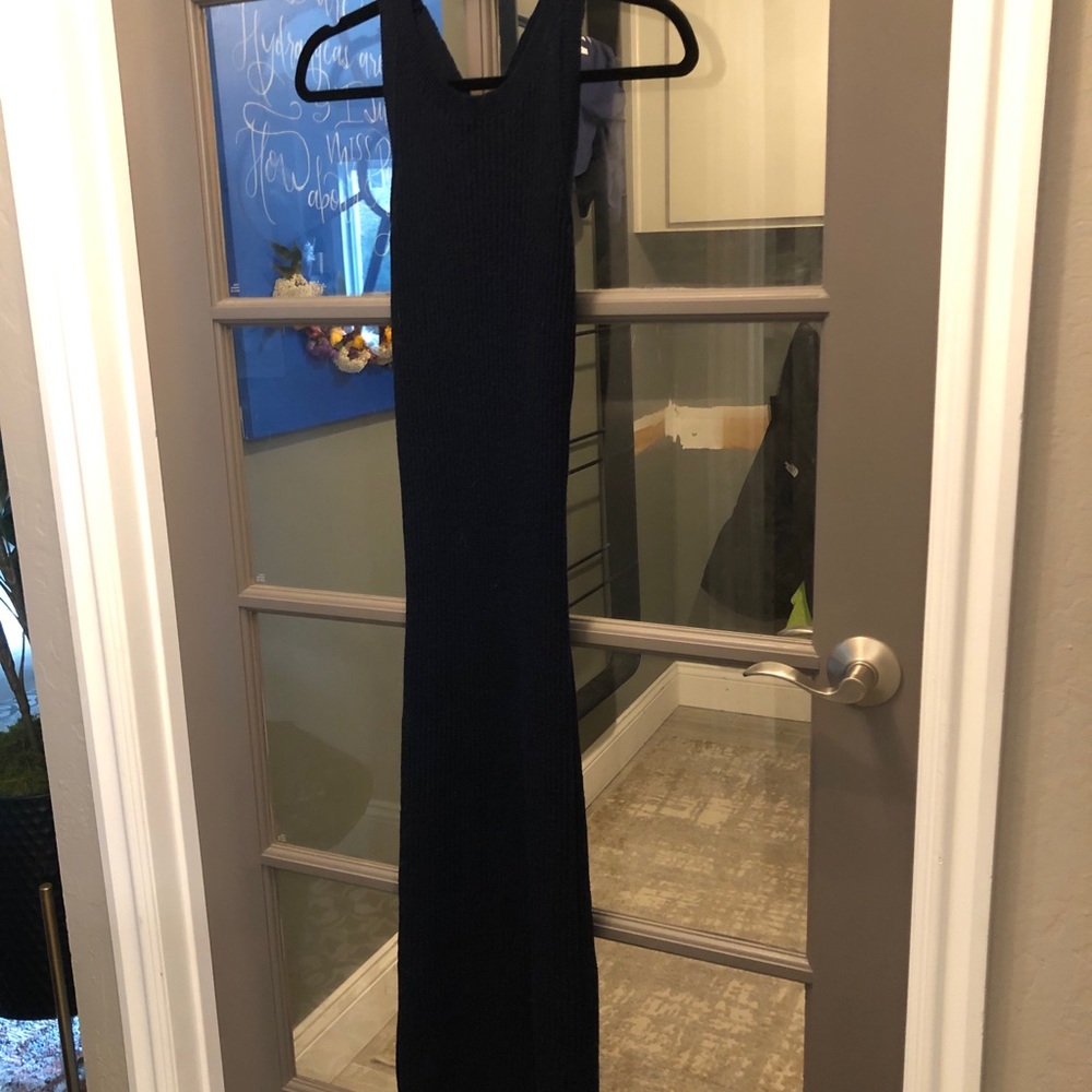 Navy Blue cross back sweater dress